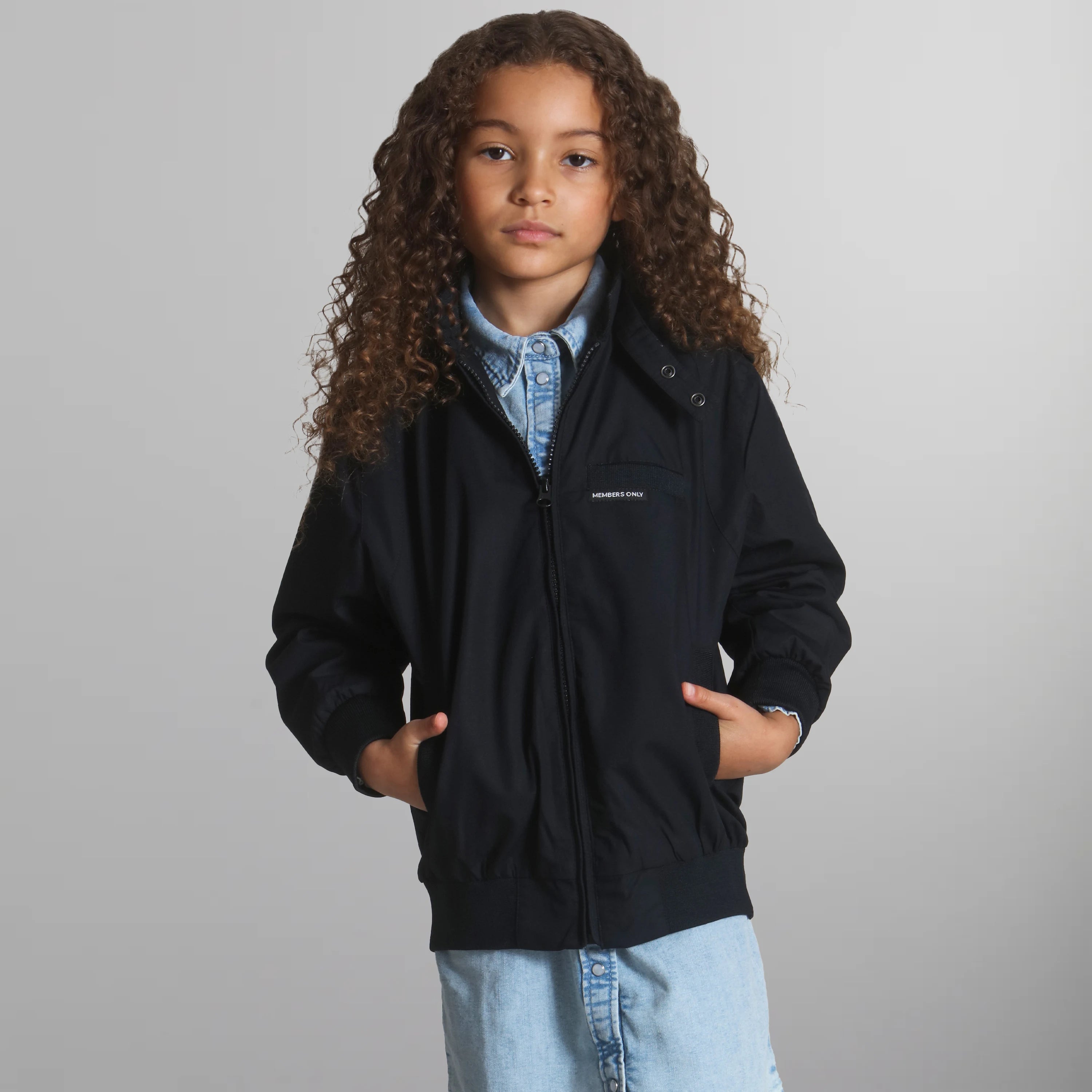 Lightweight jacket for evening wear -Girl's Iconic Racer Jacket