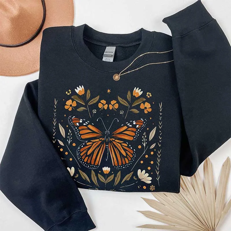 Sweatshirts with roll-neck collar -Monarch Butterfly Sweatshirt