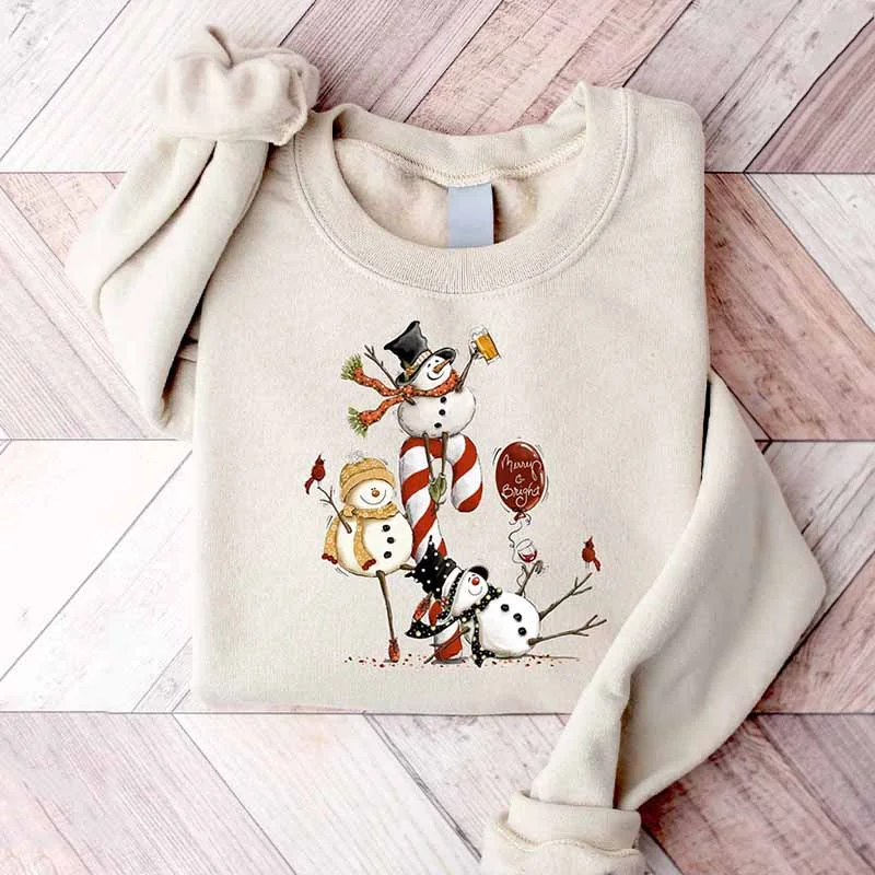 Lightweight sweatshirts for spring wear -Tipsy Snowman  Winter Holiday Season Sweatshirt