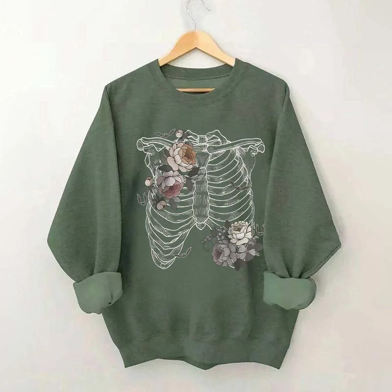 Sweatshirts with houndstooth design -Botanical Rib Cage Sweatshirt