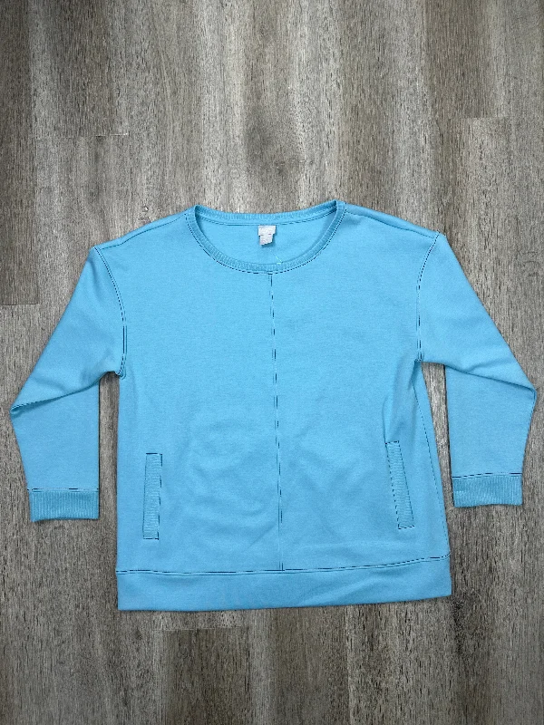 Sweatshirts with long hem -Sweatshirt Crewneck By Zenergy By Chicos In Blue, Size: L