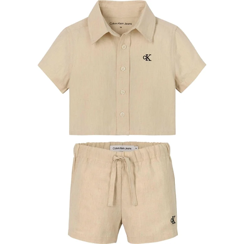 kids swim shorts -Calvin Klein Shirt Shorts Set Vanilla Heather