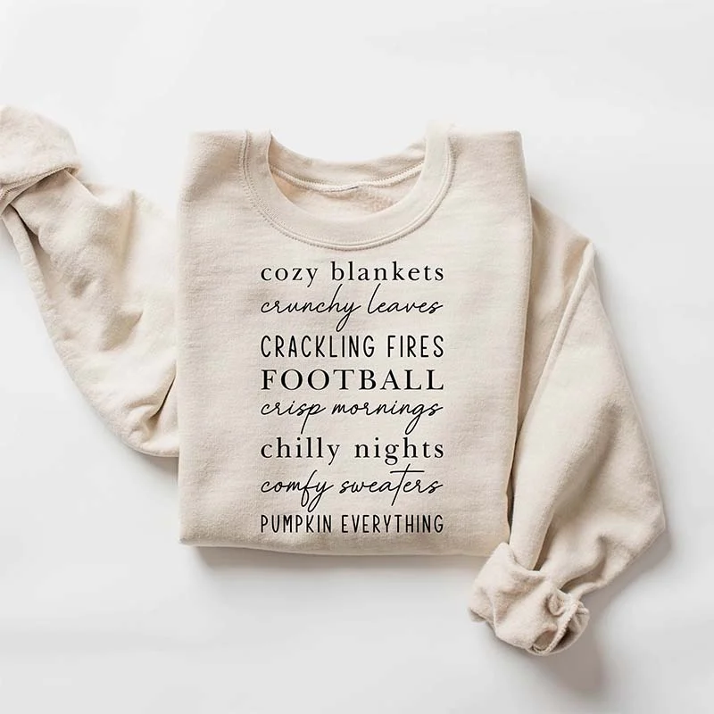 Navy sweatshirts for winter outfits -Cozy Blankets Crunchy Leaves  Sweatshirt