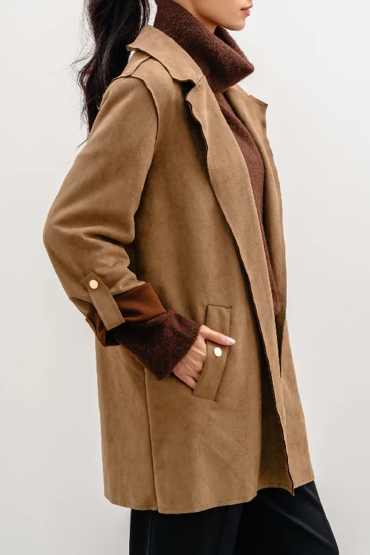 Jacket with wave pattern -SUEDE MID COAT