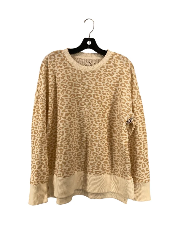 Lightweight sweatshirts for chilly days -Sweatshirt Crewneck By Time And Tru In Tan & White, Size: L