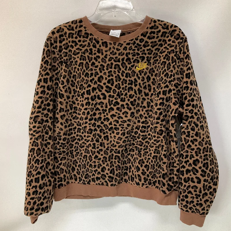 Black sweatshirts for minimalist style -Athletic Sweatshirt Crewneck By Nike Apparel In Animal Print, Size: M