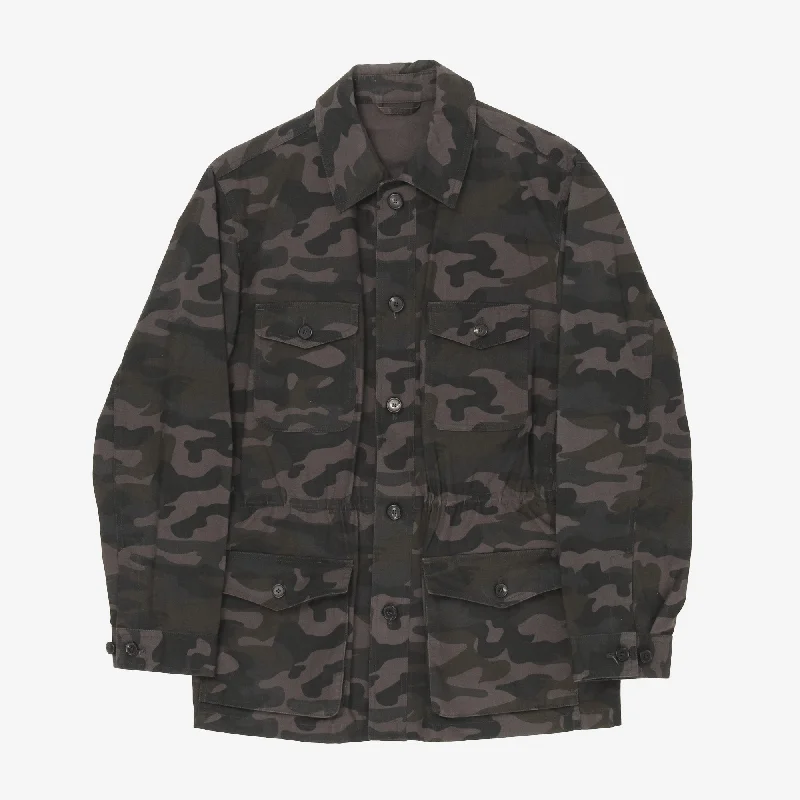 Jacket with short tie -Camo Field Jacket