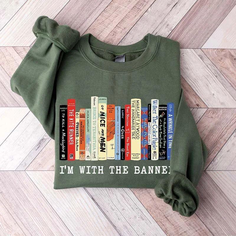 Sweatshirts with floral cuffs -Im With The Banned Reading Teacher Sweatshirt