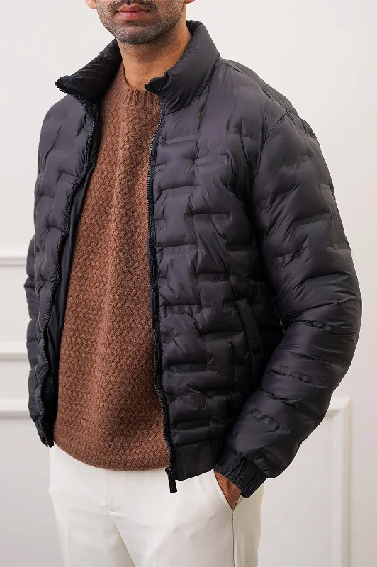 Jacket with lantern sleeves -PATTERNED PUFFER