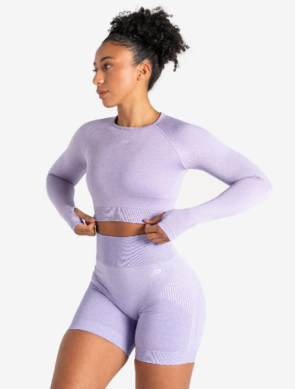 surf t-shirts beach vibe -ADAPT 2.0 Seamless Crop Top - Lilac