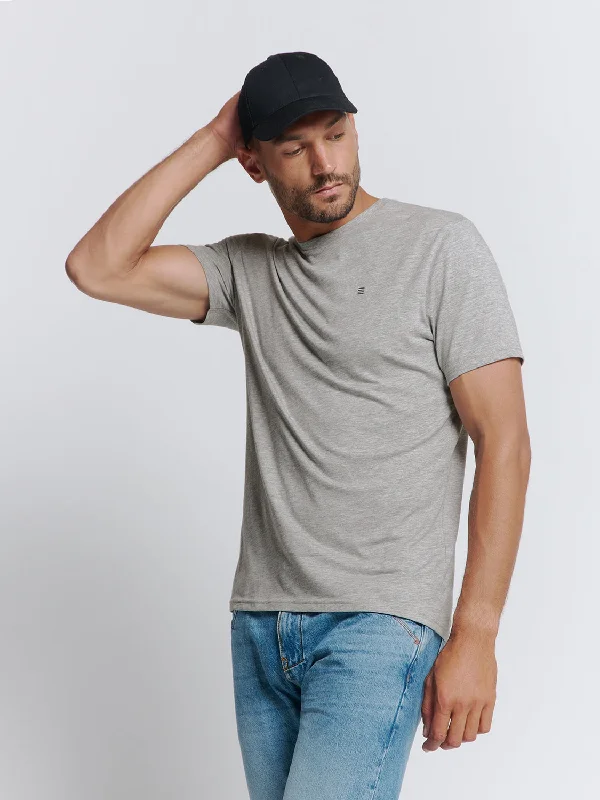 cargo pants for men -Basic roundneck T-Shirt | Grey Melange