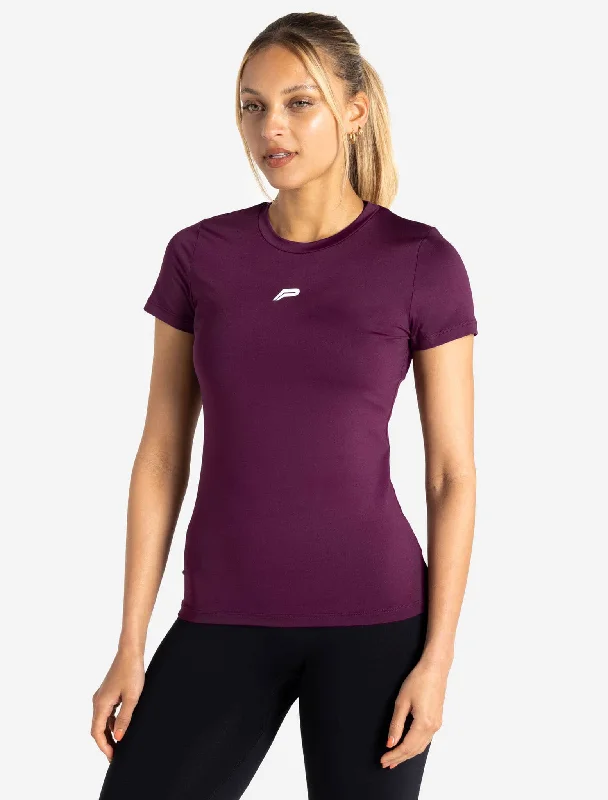 boho basic t-shirts -BreathEasy Full-Length T-Shirt - Purple