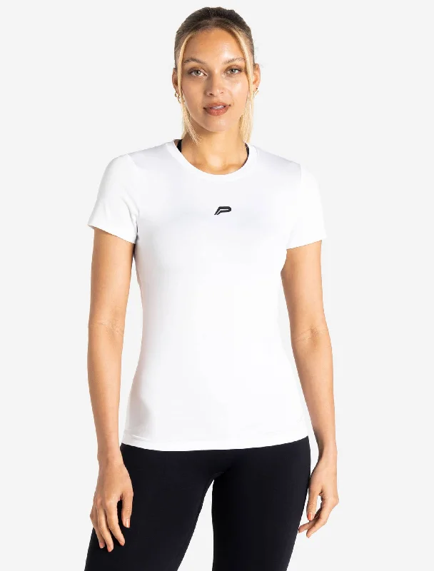 soft basic t-shirts -BreathEasy Full-Length T-Shirt - White