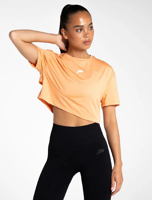 street summer t-shirts -Breeze Crop T-Shirt - Coral