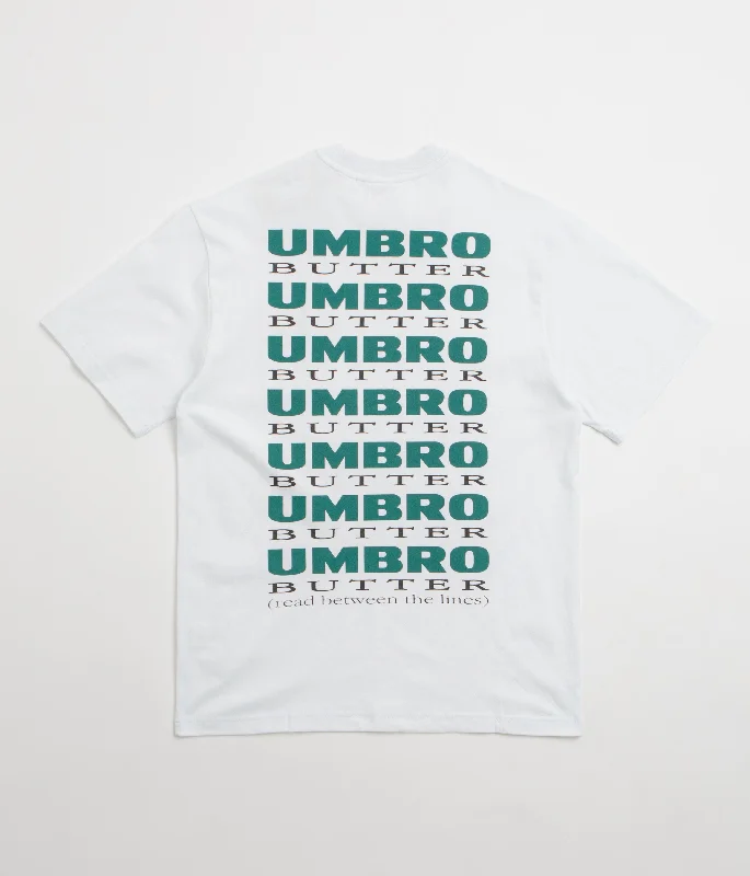 funny basic t-shirts -Butter Goods x Umbro Lines T-Shirt - White