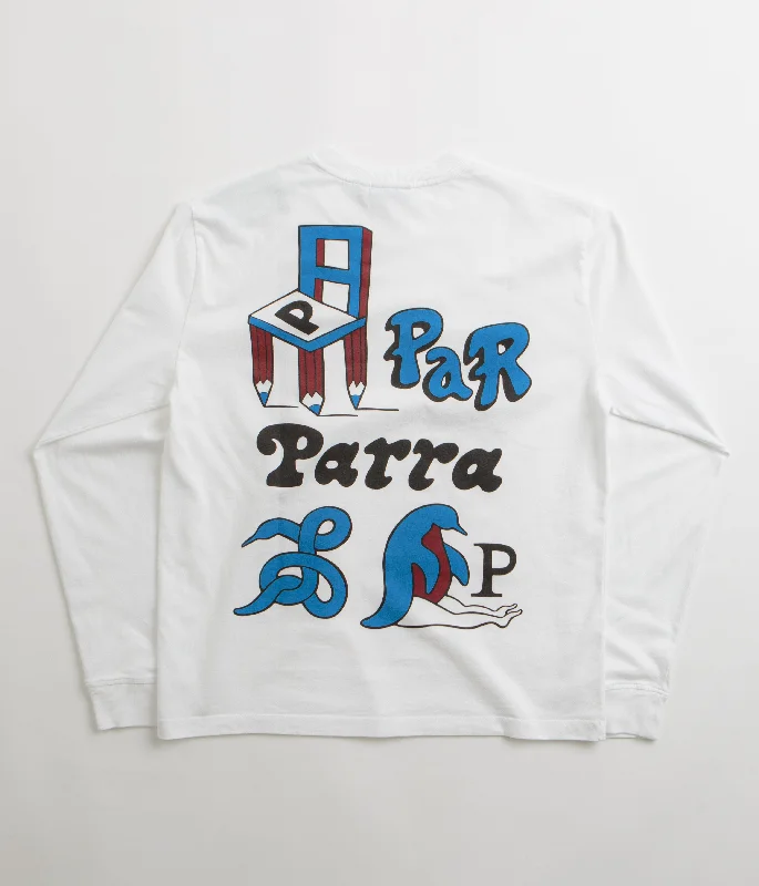 basic summer t-shirts -by Parra Chair Pencil Long Sleeve T-Shirt - White