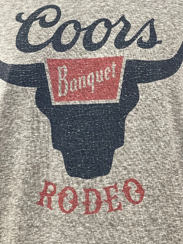 custom fit t-shirts tailored -Coors Banquet Rodeo BULL Graphic Tee- Heather Grey