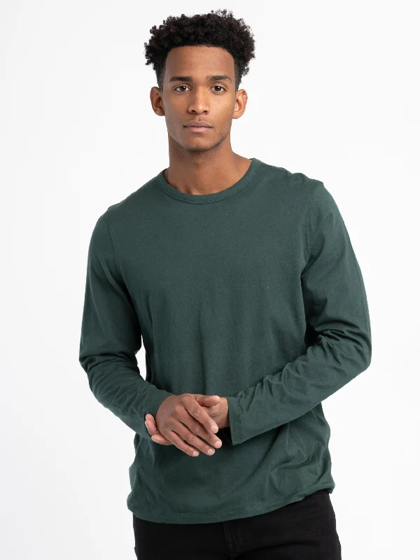 graphic t-shirts for men -Dark Green Cotton/Cashmere Longshirt