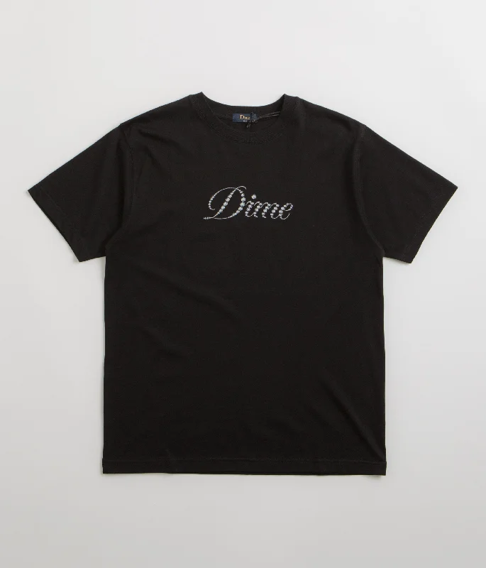 pastel t-shirts soft tones -Dime Icy Cursive T-Shirt - Black