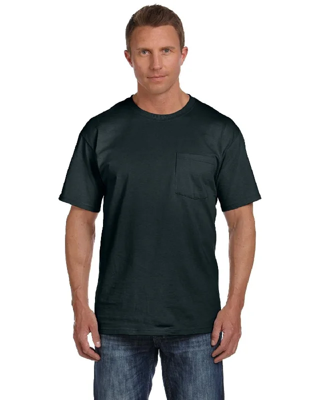 oversized casual t-shirts -Fruit of the Loom Cotton Pocket T-Shirt | Black