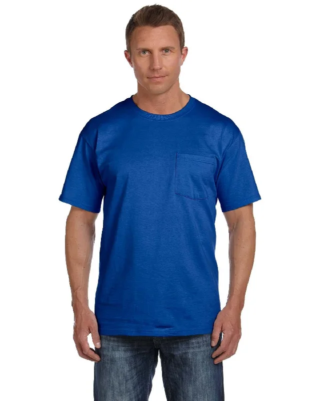 boho funny t-shirts -Fruit of the Loom Cotton Pocket T-Shirt | Royal