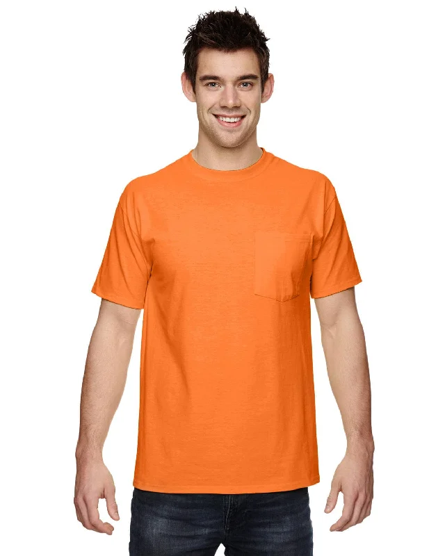 cropped pants ankle length -Fruit of the Loom Cotton Pocket T-Shirt | Safety Orange