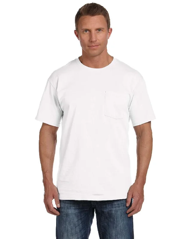 custom design t-shirts online -Fruit of the Loom Cotton Pocket T-Shirt | White