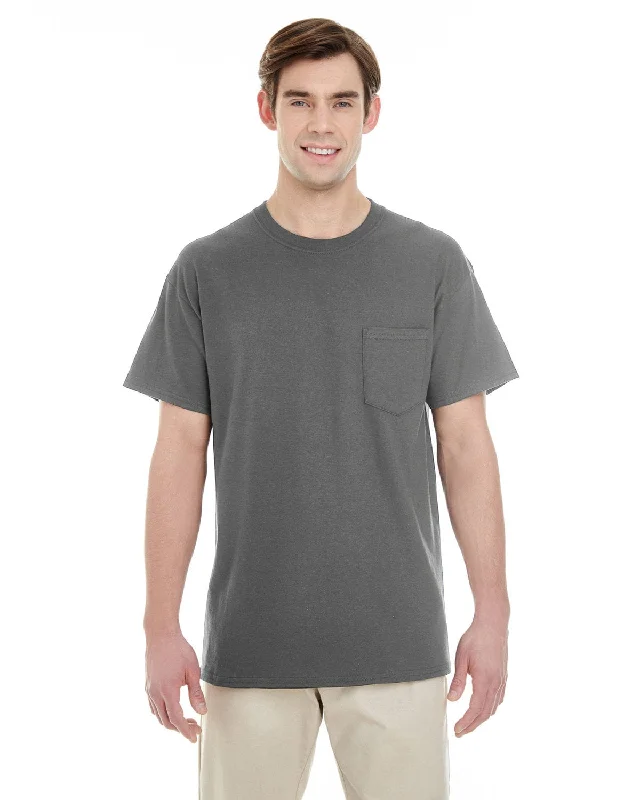 boho retro t-shirts -Gildan Pocket T-Shirt | Charcoal