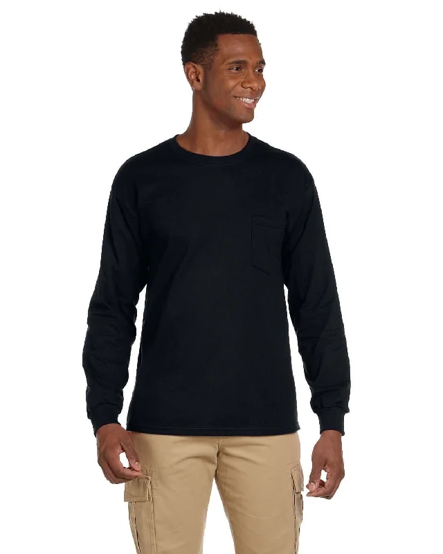 eco-friendly t-shirts organic -Gildan Ultra Cotton Long Sleeve Pocket T-Shirt | Black