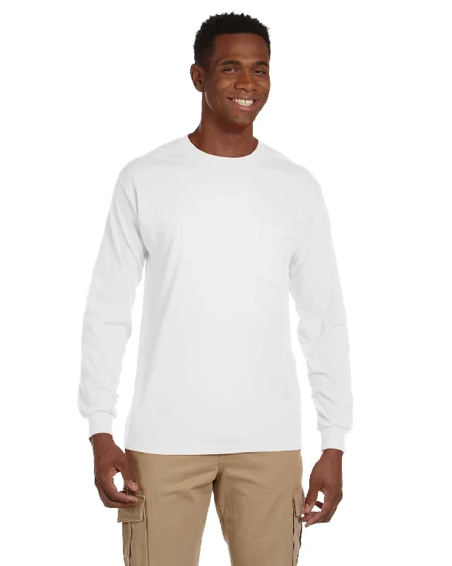 waterproof pants for hiking -Gildan Ultra Cotton Long Sleeve Pocket T-Shirt | White