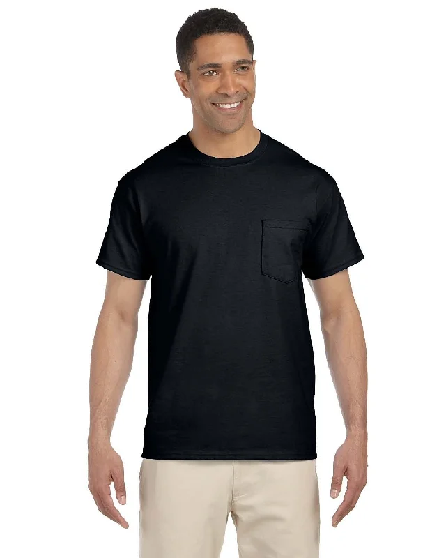 basic athletic t-shirts -Gildan Ultra Cotton Pocket T-Shirt | Black