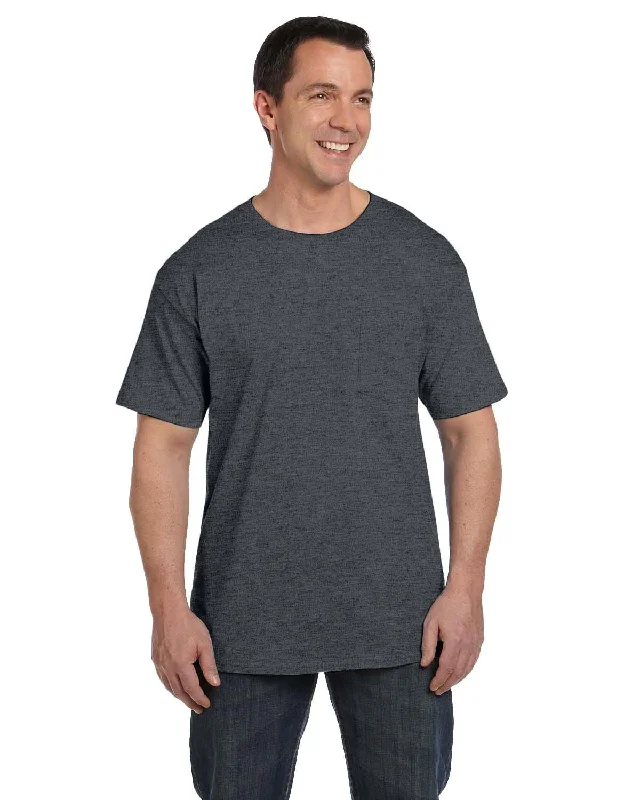 vintage t-shirts 90s style -Hanes Beefy-T Pocket T-Shirt | Charcoal Heather