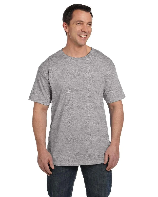 urban t-shirts city vibe -Hanes Beefy-T Pocket T-Shirt | Light Steel