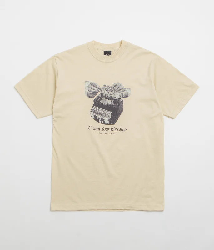 street retro t-shirts -HUF Blessings T-Shirt - Stone