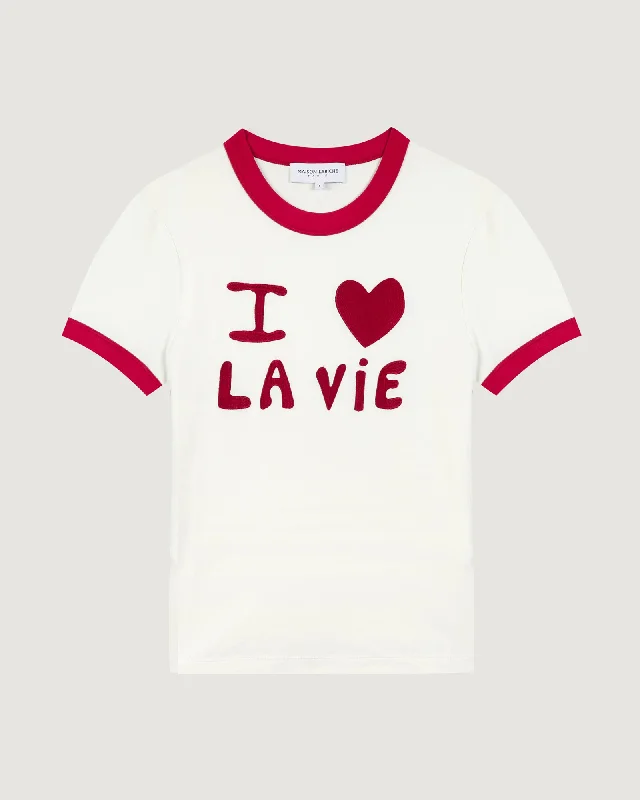 slogan t-shirts bold text -"I Love La Vie" montherlant t-shirt