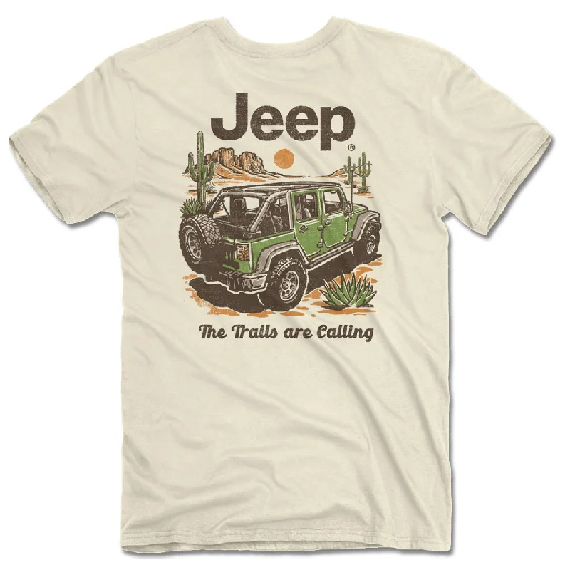 summer basic t-shirts -Jeep - Trails Are Calling T-Shirt