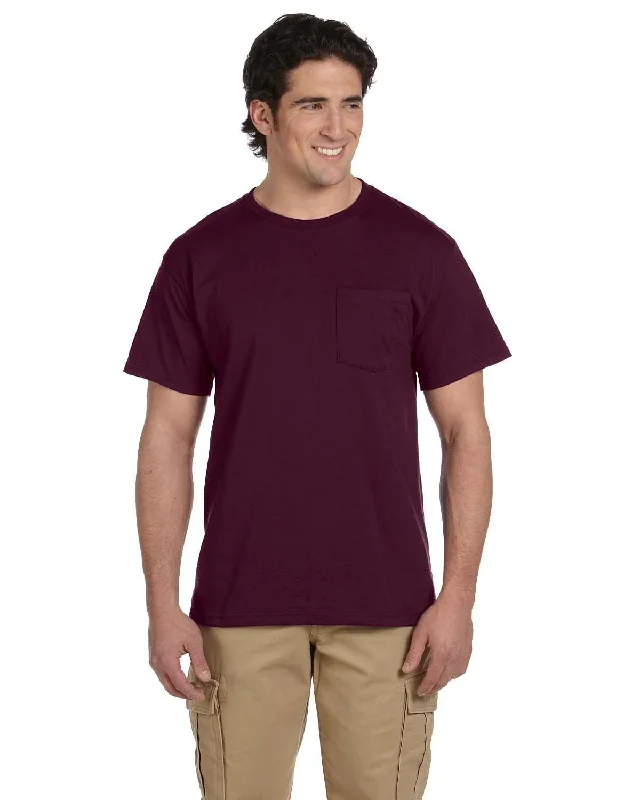 soft graphic t-shirts men -Jerzees 50/50 Pocket T-Shirt | Maroon