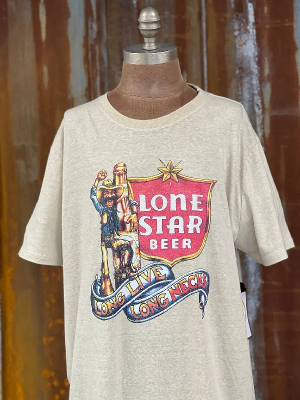 cotton t-shirts soft feel -Lone Star LONG LIVE LONG NECKS LUXE Tee-  Vintage Ivory