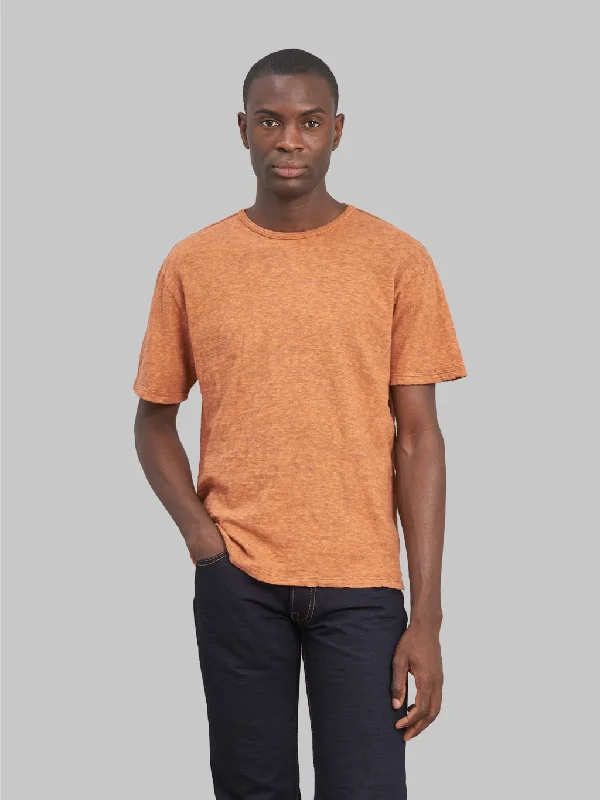 street basic t-shirts -Loop & Weft Super Slub Tube Knit Double Binder Crewneck T-Shirt Roast Orange