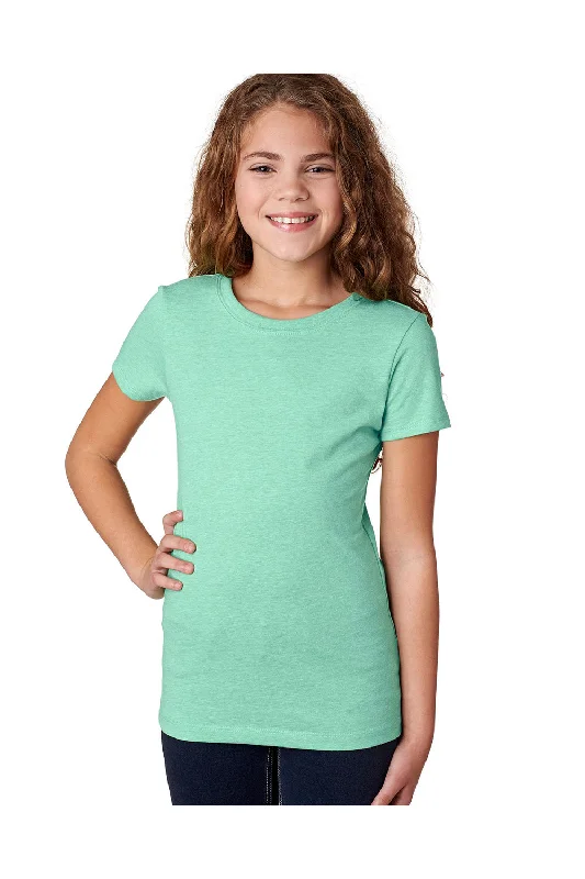 couple t-shirts matching set -Next Level Youth Princess CVC Jersey Short Sleeve Crewneck T-Shirt - Mint Green