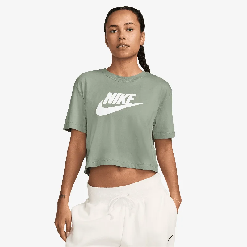 anime t-shirts for teens -NIKE | WMN'S ESSENTIAL SPORTSWEAR CROPPED T-SHIRT{ JADE HORIZON/WHITE