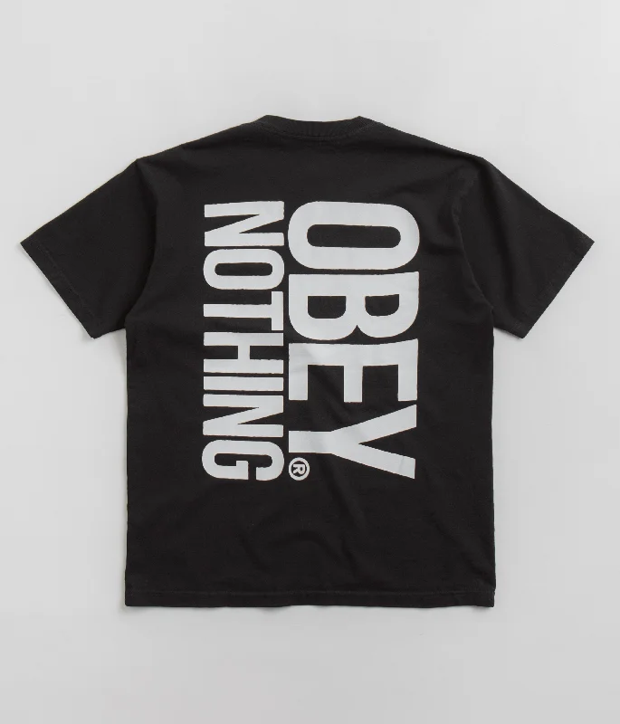 street funny t-shirts -Obey Nothing T-Shirt - Vintage Black