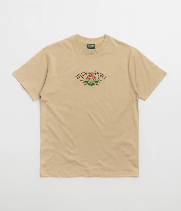 retro casual t-shirts -Pass Port Bloom Organic T-Shirt - Sand