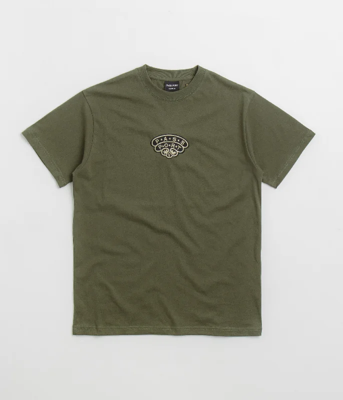 plain white t-shirts bulk -Pass Port Heirloom T-Shirt - Olive