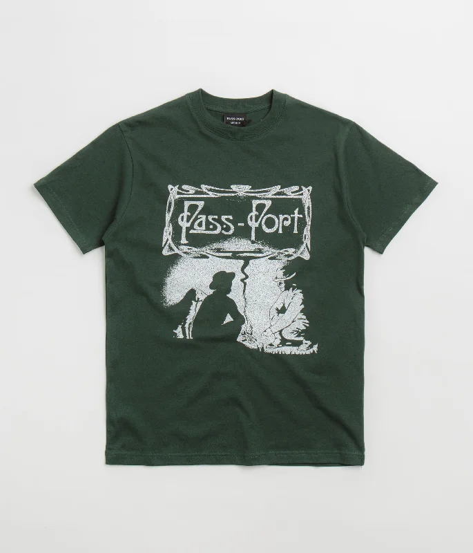 custom printed t-shirts online -Pass Port Plume T-Shirt - Forest Green