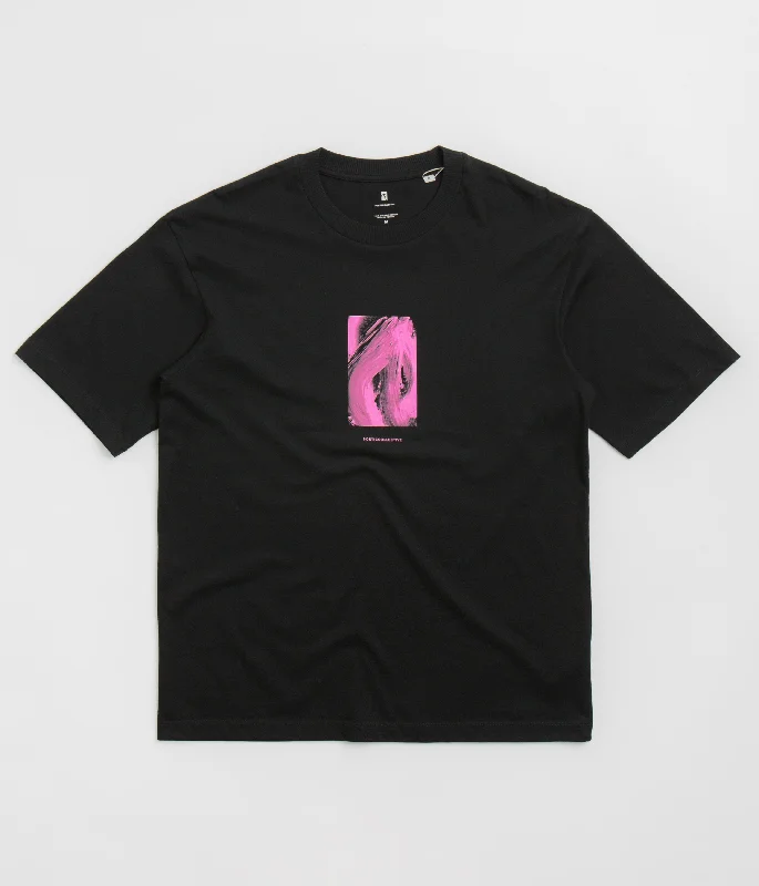 boho trendy t-shirts -Poetic Collective Pink Abstract Frame T-Shirt - Black