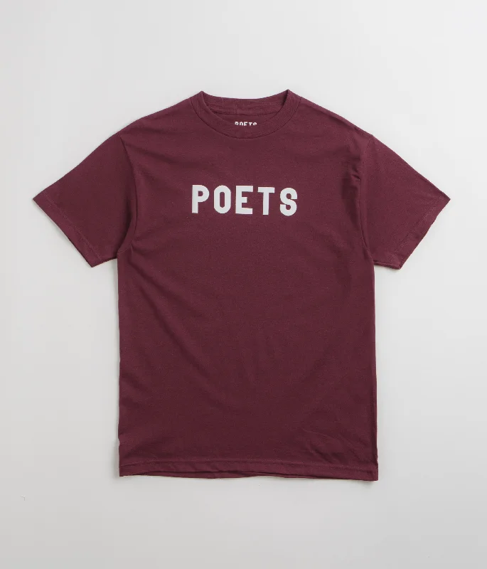 cropped pants ankle length -Poets OG Flocked T-Shirt - Maroon