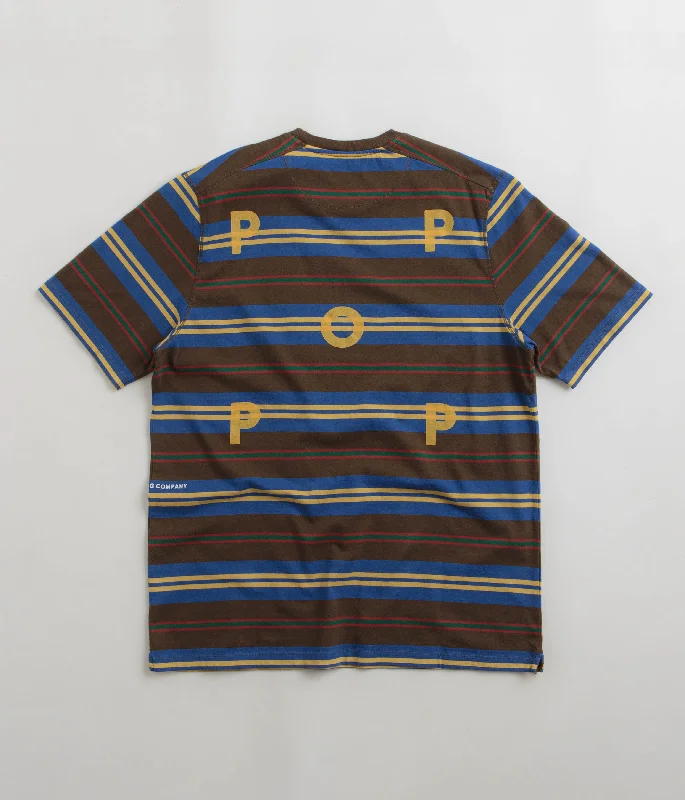 vintage graphic t-shirts 90s -Pop Trading Company Striped Logo T-Shirt - Delicioso / Multi