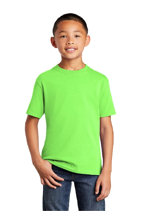 soft funny t-shirts -Port & Company Youth Core Short Sleeve Crewneck T-Shirt - Neon Green