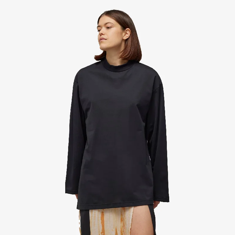 minimalist graphic t-shirts -Y-3 | PREMIUM LOOSE LONG SLEEVE TEE  { BLACK